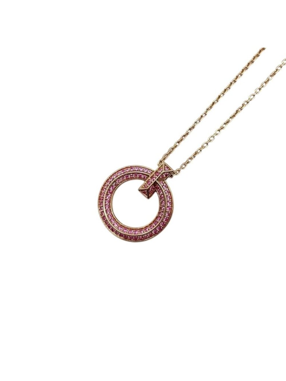 Tiffany & Co Necklace T One Mini Circle Pendant Rose Gold Pink Saffiano